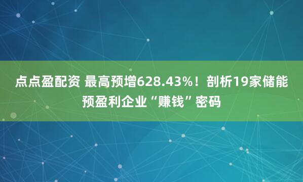 点点盈配资 最高预增628.43%！剖析19家储能预盈利企业“赚钱”密码