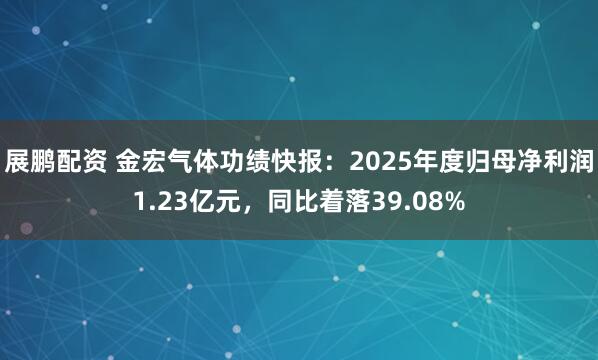 展鹏配资 金宏气体功绩快报：2025年度归母净利润1.23亿元，同比着落39.08%