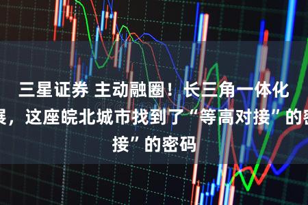 三星证券 主动融圈！长三角一体化发展，这座皖北城市找到了“等高对接”的密码