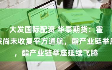 大发国际配资 华泰期货：霍尔木兹海峡尚未收复平方通航，酯产业链举座延续飞腾