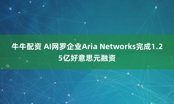 牛牛配资 AI网罗企业Aria Networks完成1.25亿好意思元融资