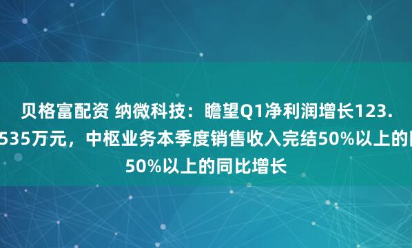 贝格富配资 纳微科技：瞻望Q1净利润增长123.69%至6535万元，中枢业务本季度销售收入完结50%以上的同比增长