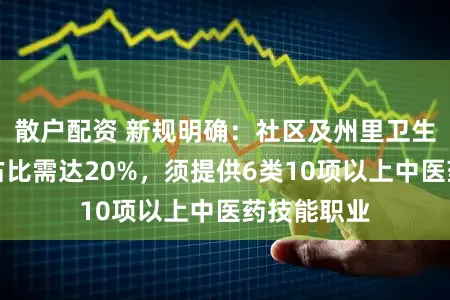 散户配资 新规明确：社区及州里卫生院中医生占比需达20%，须提供6类10项以上中医药技能职业
